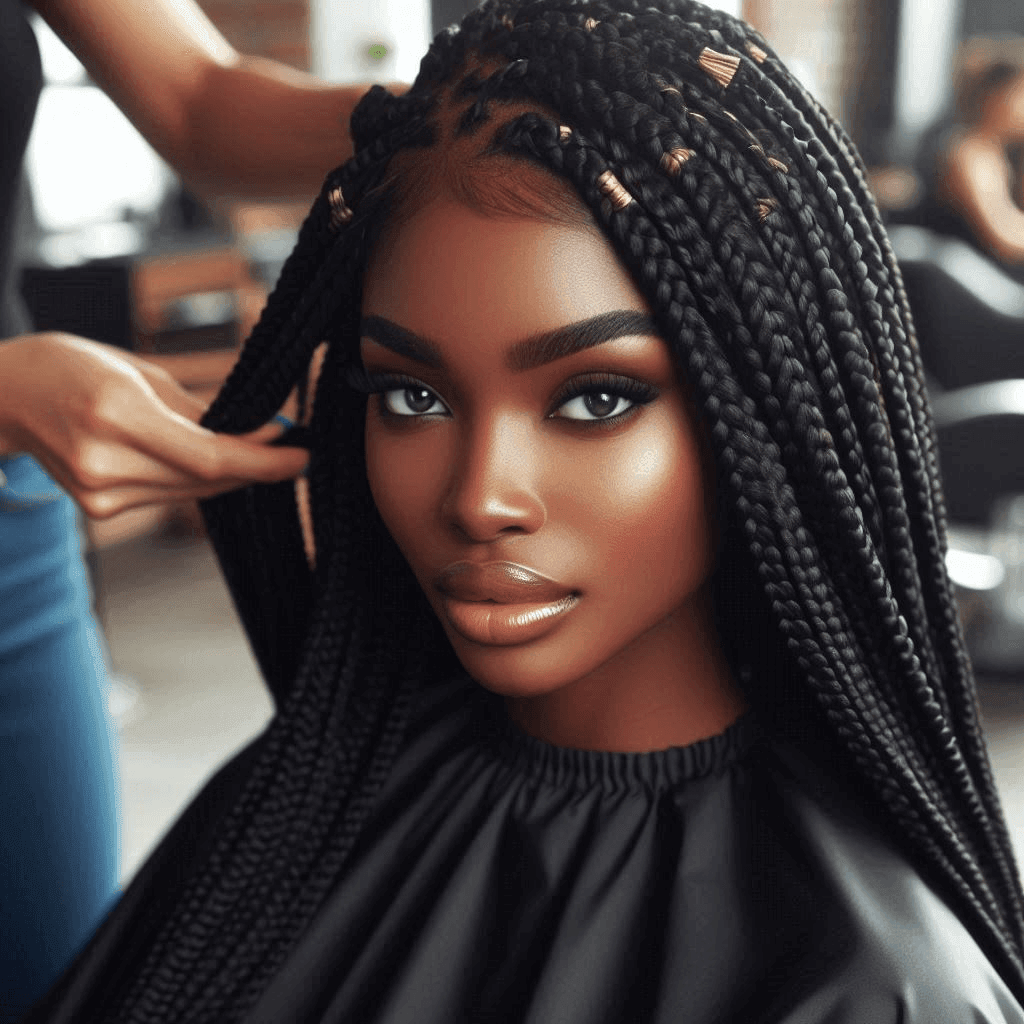 Our hair braiding service includes a wash, scalp massage, scalp exfoliation, deep conditioning treatment, trim, silk blow out and style. Hair braiding services start at $75.00 per hour, with extensions or natural hair.