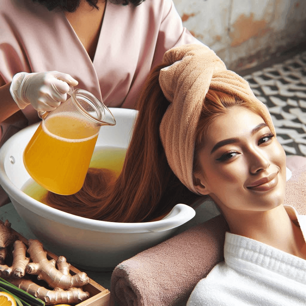 The ginger juice rinse is vitamin packed, and antioxidant rich. Ginger is a natural remedy that helps protect your hair follicles against damage and hair breakage.