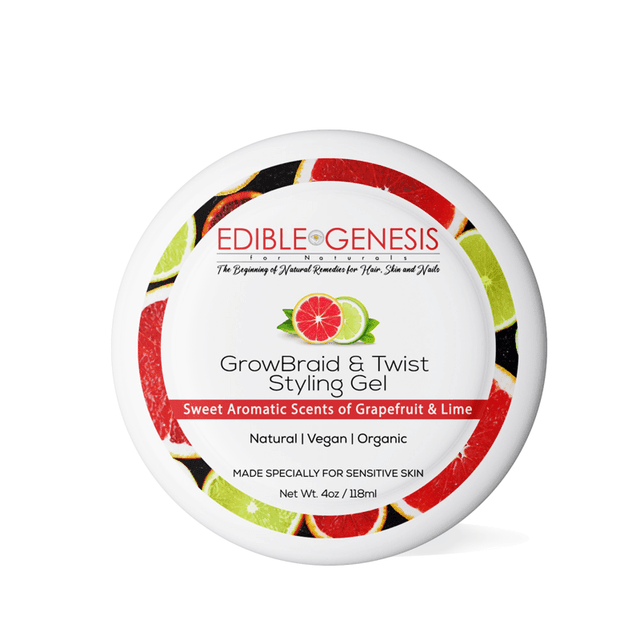 GrowBraid & Twist Styling Gel is a plant-based multi-use braiding gel that is handmade with edible ingredients. GrowBraid & Twist is infused with organic cocoa chocolate and 29 unique organic plant, herb, and fruit extracts that nourish your hair with vegan food. Our chemical-free braid and twist gel is salon-proven to give braids, locks, and twists maximum hold and shine.